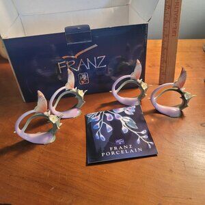 FRANZ Porcelain NEW Napkin Rings FZ00230 "Papillion" Butterfly Design Sculptured